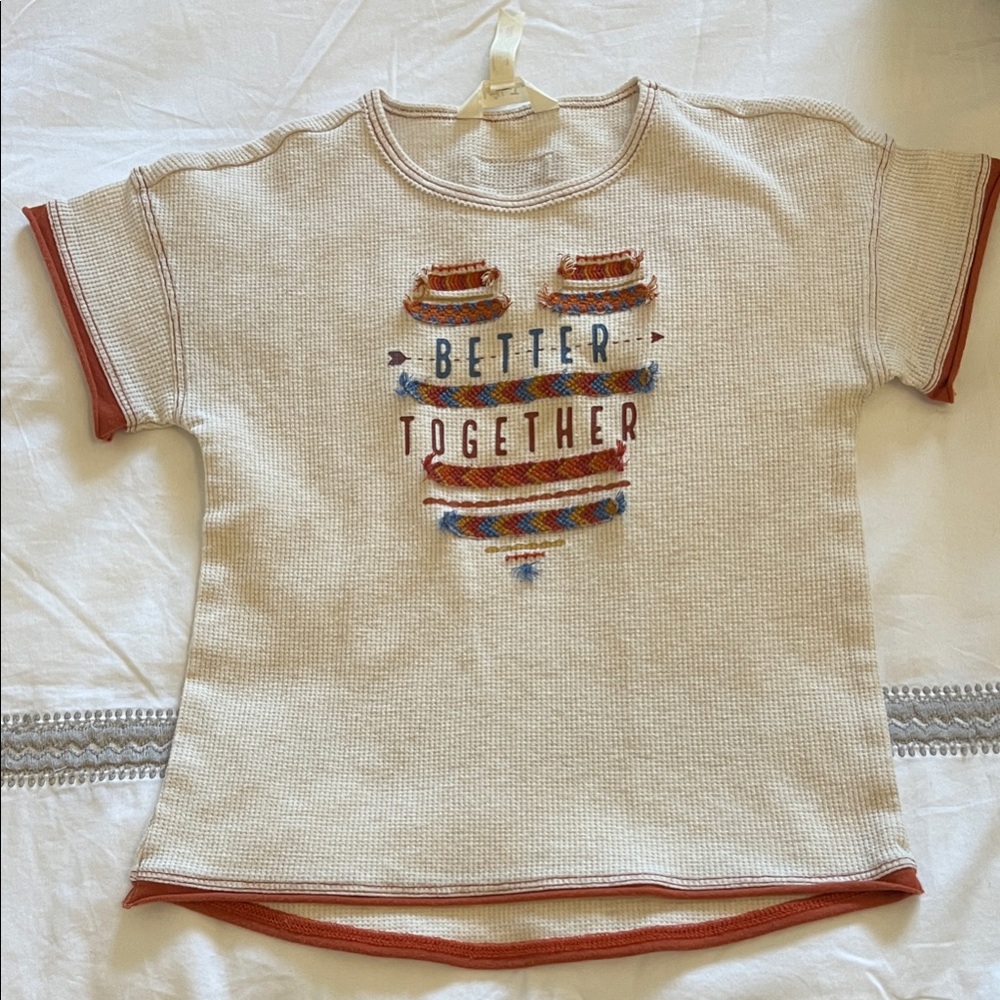 Matilda Jane 'Better Together' Cream and Rust Shirt Size 6